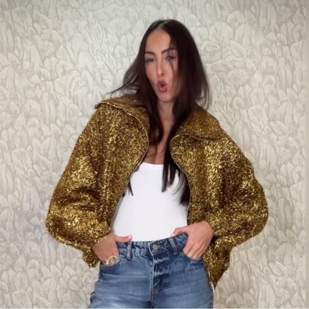 NWT ZARA TREND 2025 COLLECTION METALLIC THREAD BOMBER JACKET S 
🚨FIRM PRICE - Picture 16 of 16